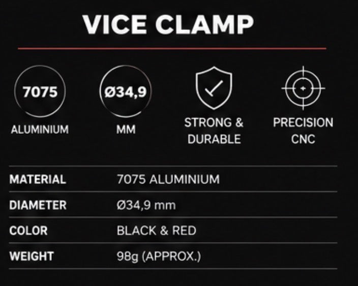 Prime Vice Clamp – Black & Red | 34.9mm Oversized