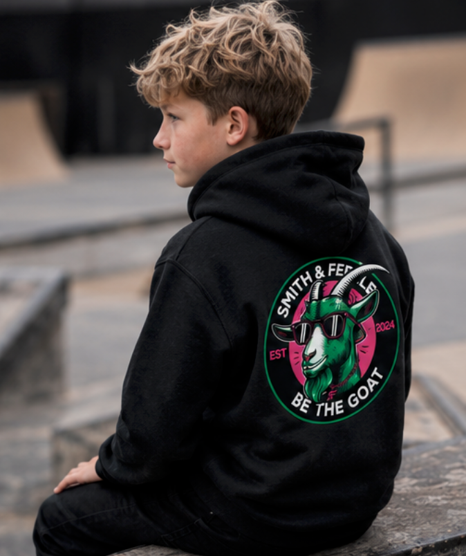 Smith & Feeble X Series Junior Hoodie | Pink & Green Goat